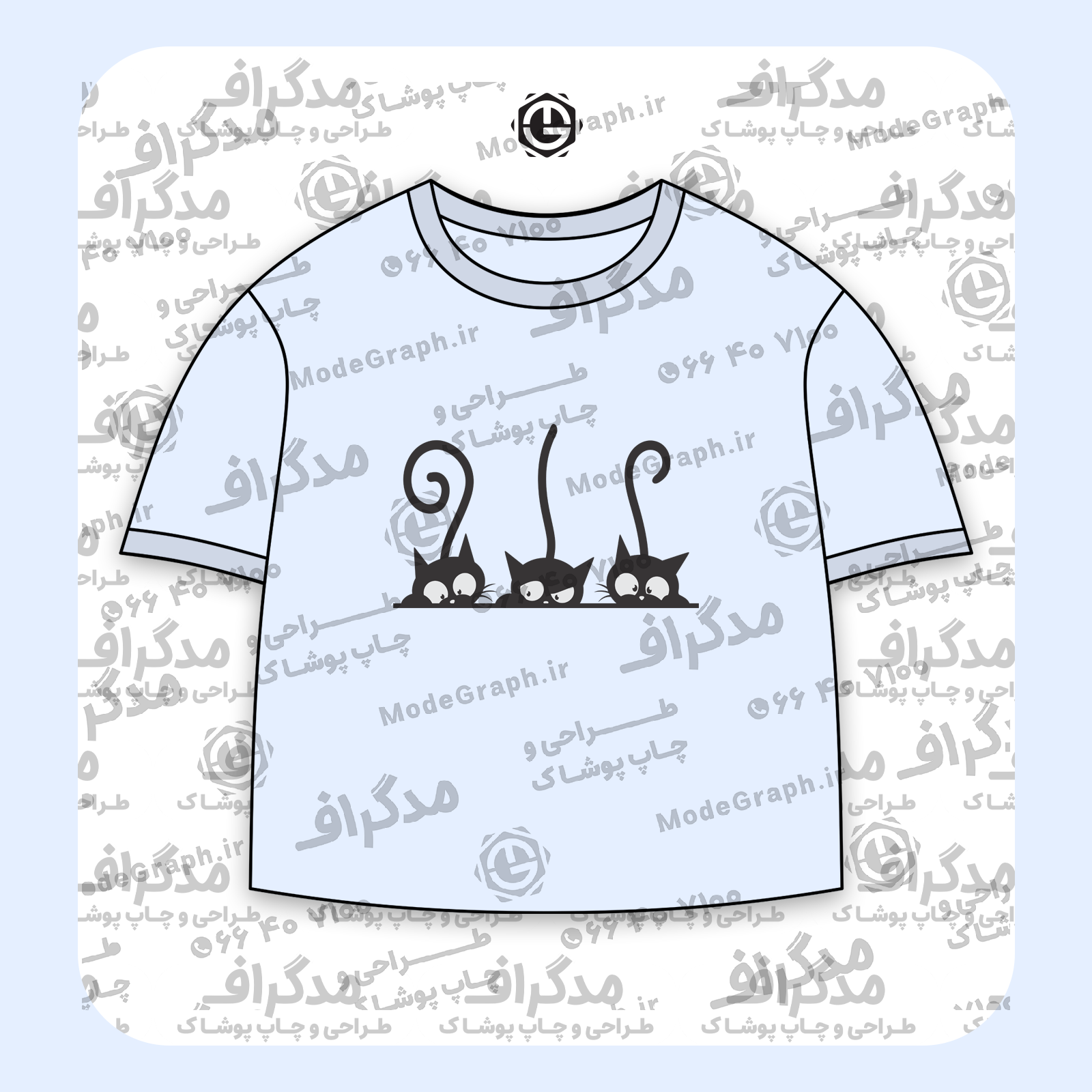 طرح سیلک سه گربه مناسب چاپ روی پیش تیشرت