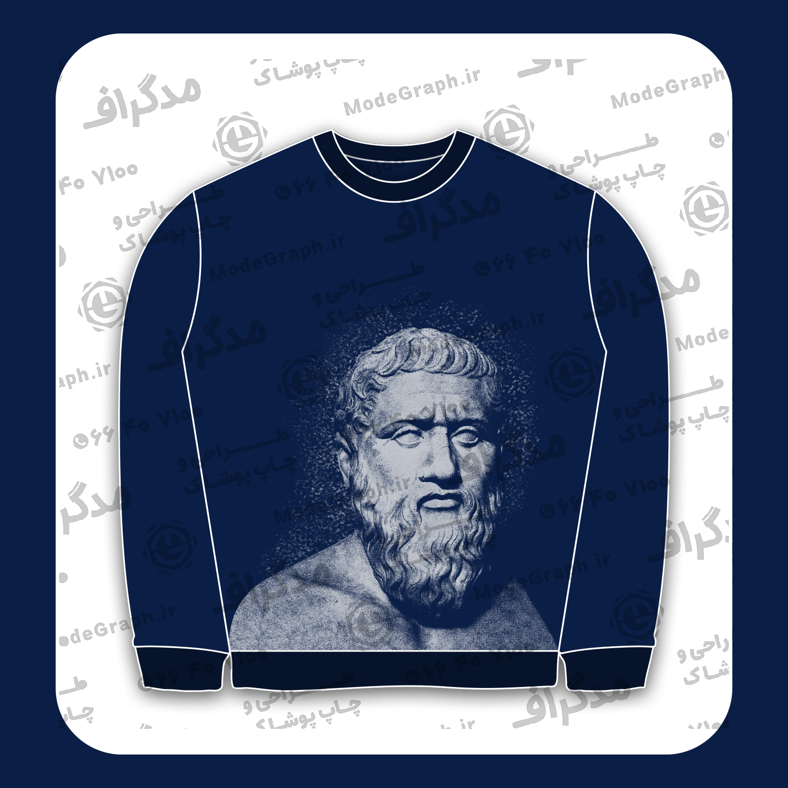 طرح سیلک مجسمه افلاطون مناسب چاپ روی پیش لباس