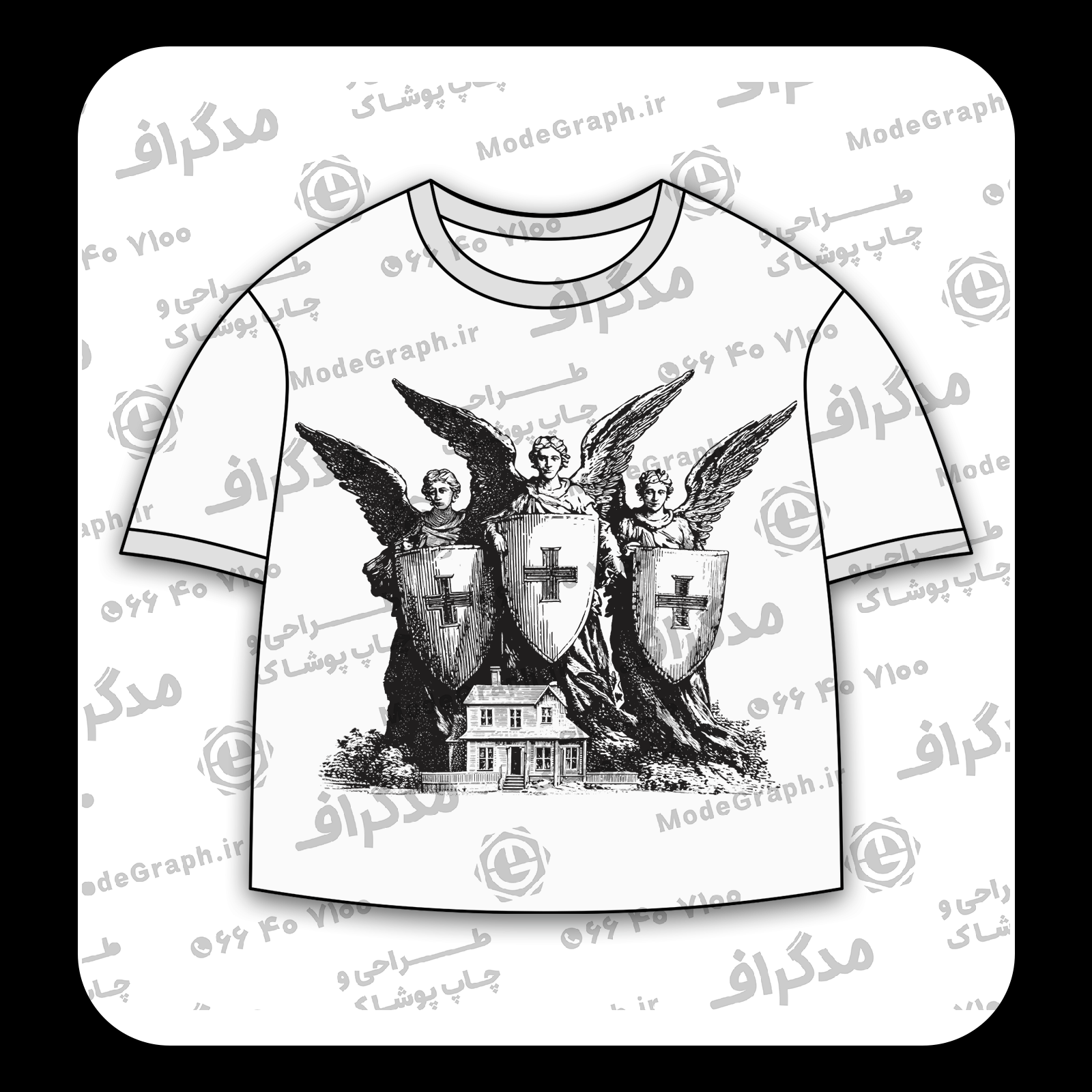 طرح سیلک فرشتگان نگهبان مناسب چاپ روی پیش پوشاک