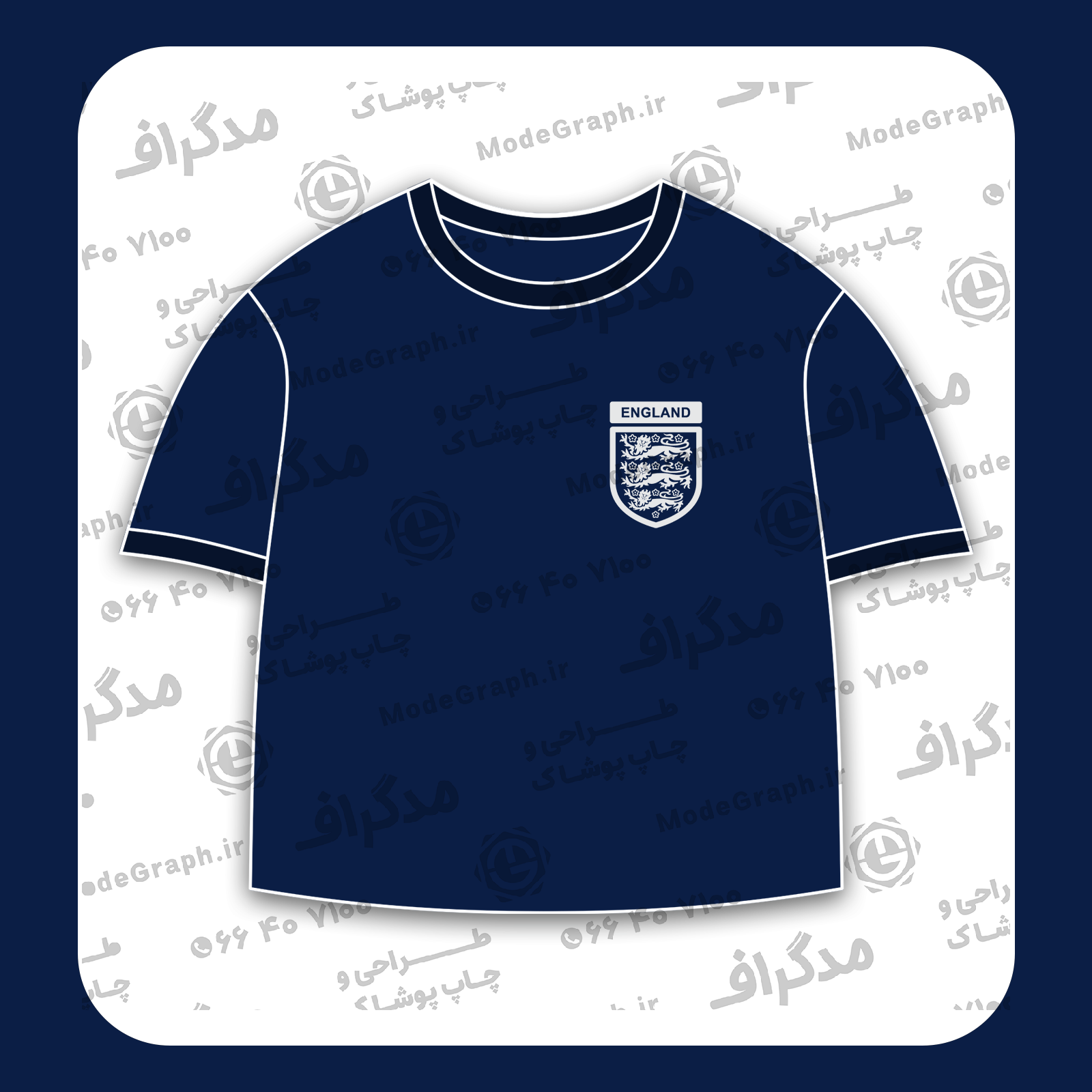 طرح سیلک لوگوی تیم فوتبال انگلیس مناسب چاپ روی پیش پیراهن