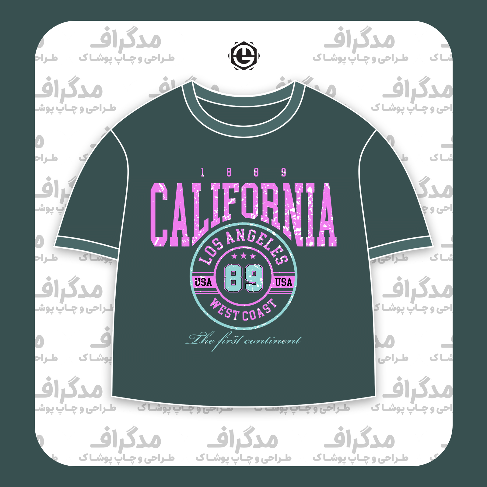 طرح سیلک LA Westcoast 89 مناسب چاپ روی پیش تیشرت