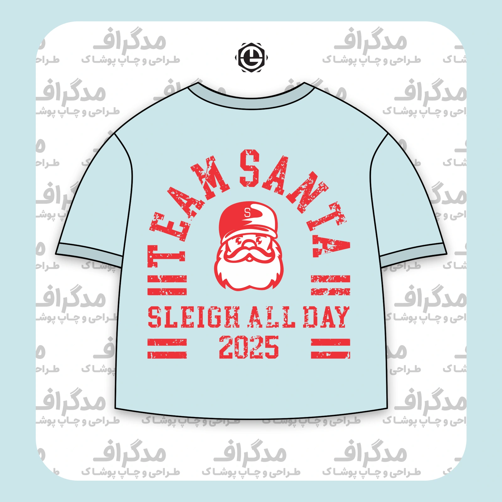طرح سیلک Team Santa برای چاپ روی پشت تیشرت