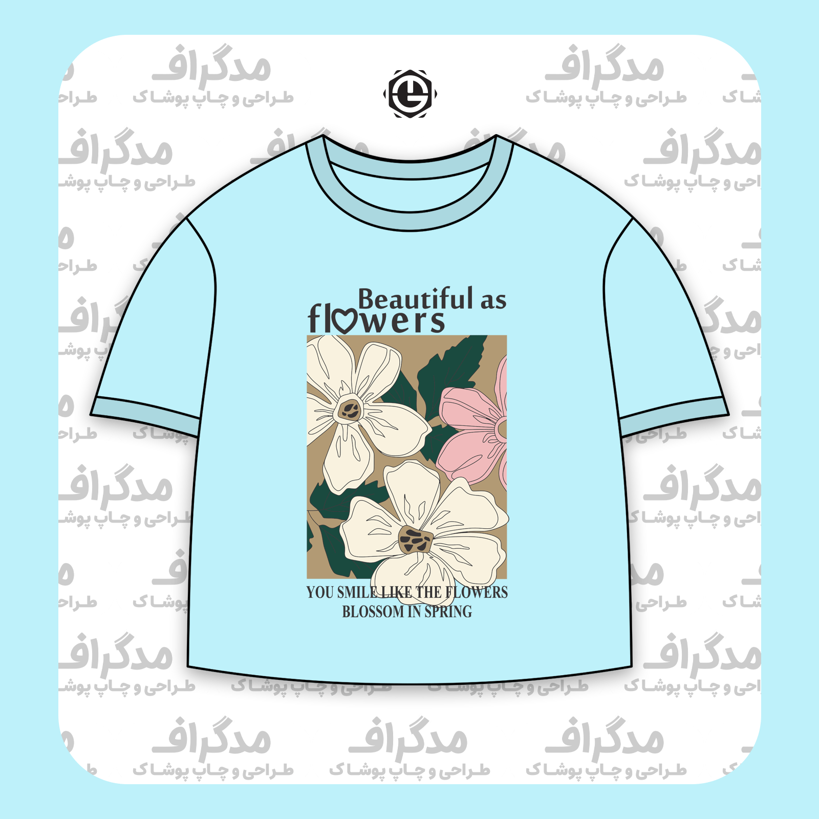 طرح سیلک Beautiful as Flowers مناسب چاپ روی تیشرت