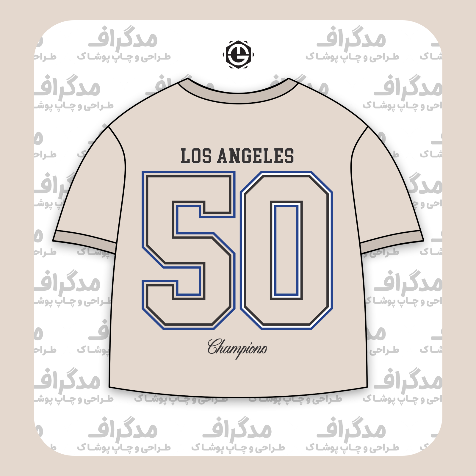 طرح سیلک Los Angeles Champions 50 مناسب چاپ روی پشت تیشرت