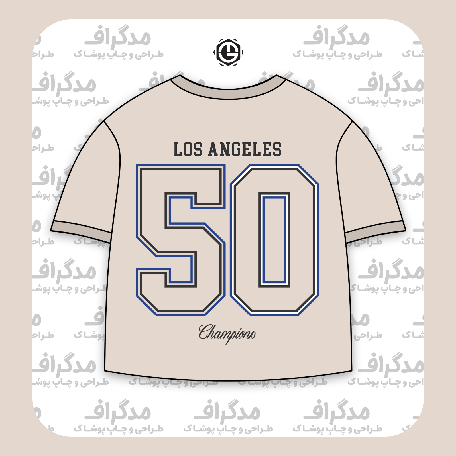 طرح سیلک Los Angeles Champions 50 مناسب چاپ روی پشت تیشرت