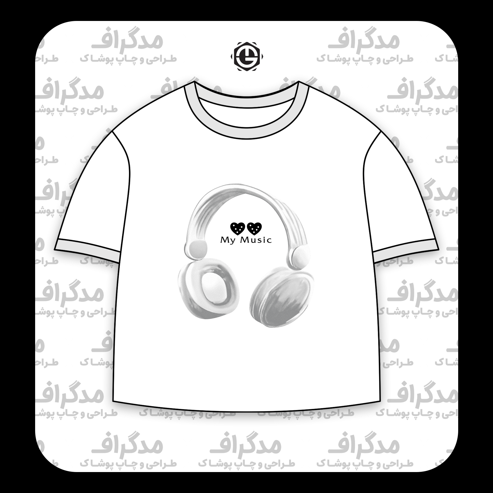 طرح سیلک Headset Sketch مناسب چاپ روی تیشرت