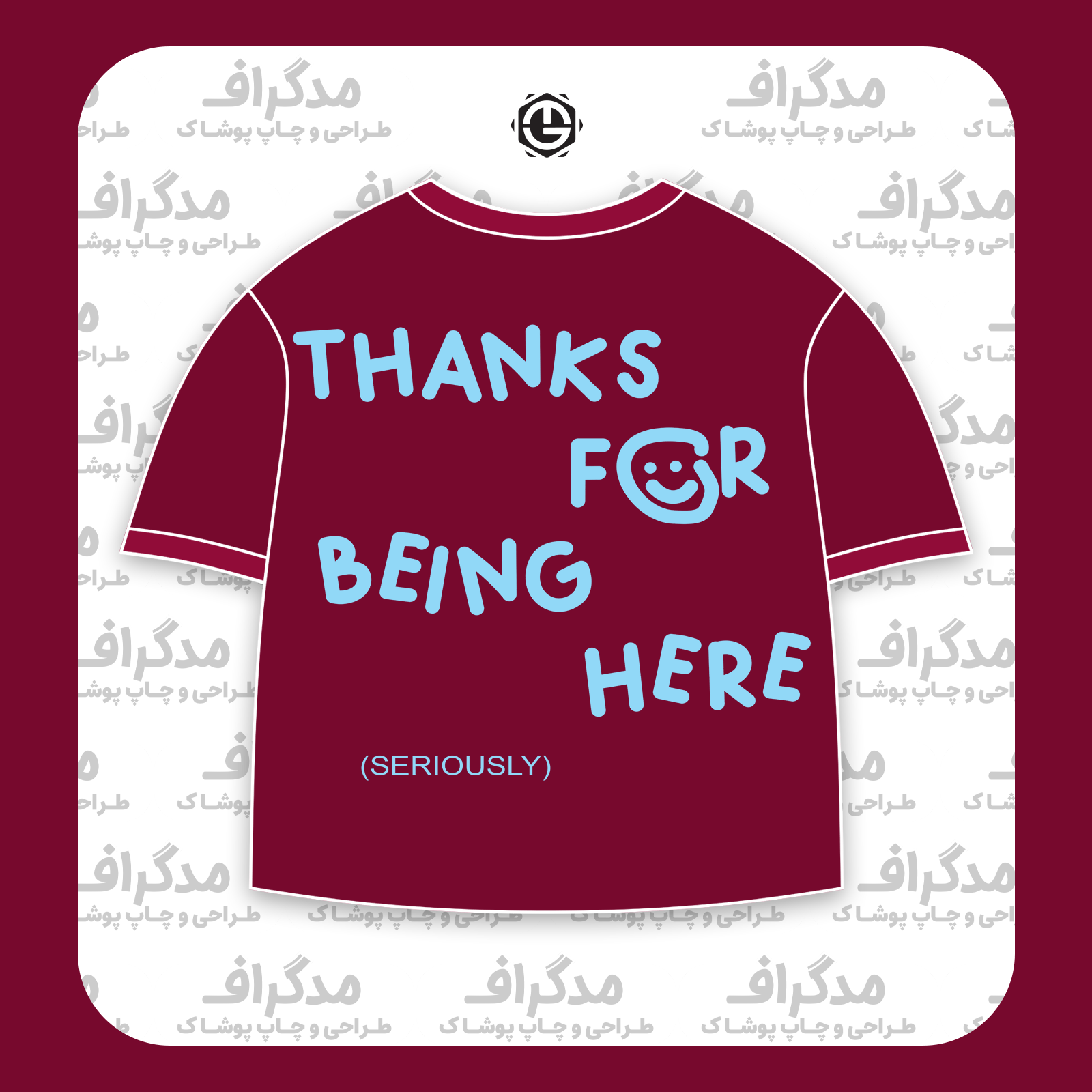 طرح سیلک صورتک Thanks مناسب چاپ روی پشت تیشرت