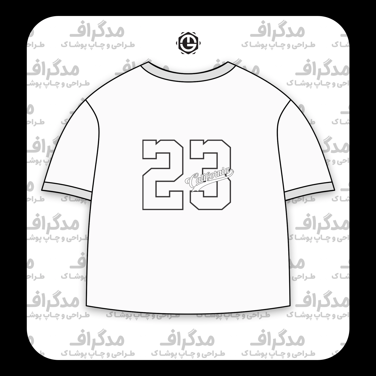 طرح سیک California 23 مناسب چاپ روی پشت تیشرت