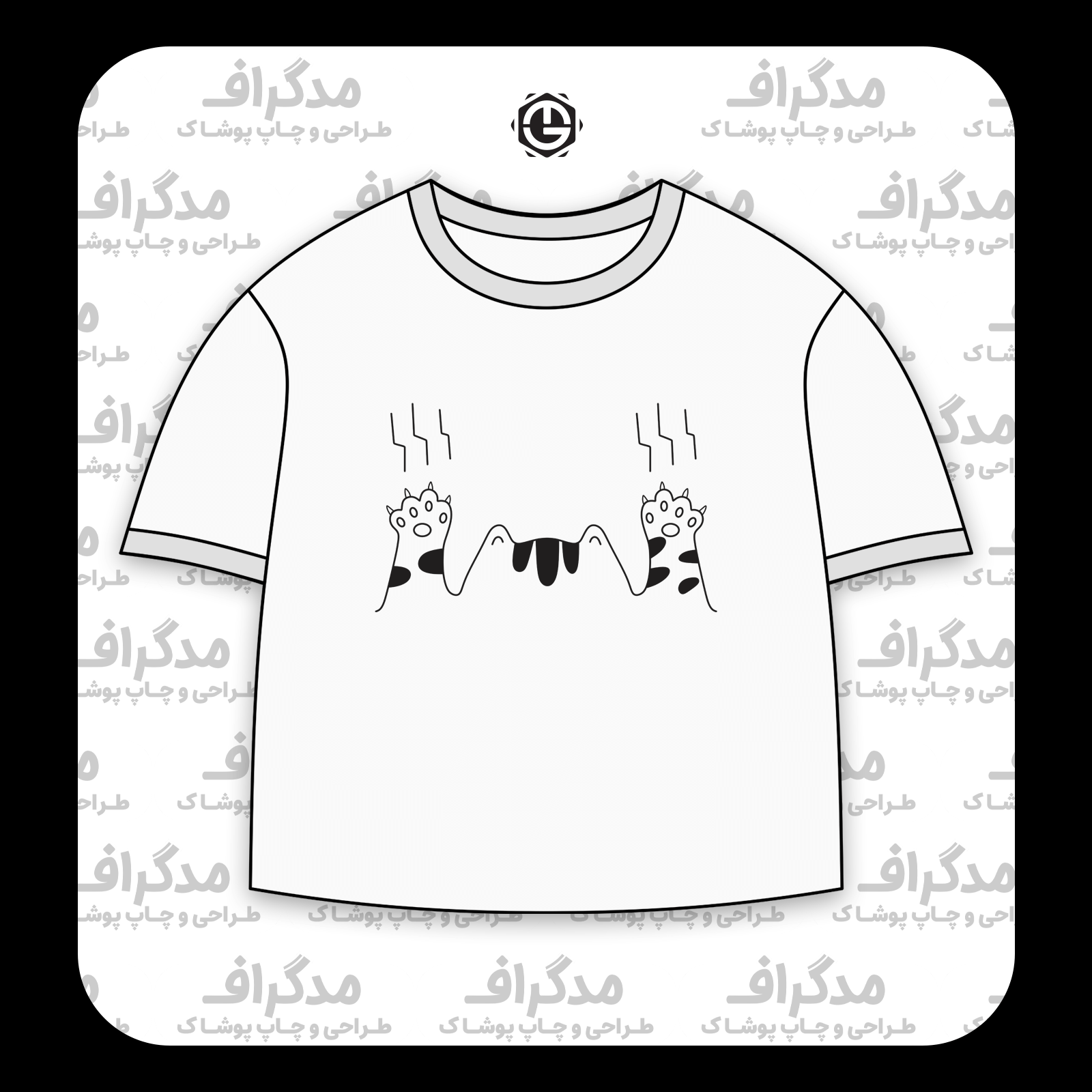 طرح سیلک اسکچ گربه کارتونی مناسب چاپ روی پیش تیشرت