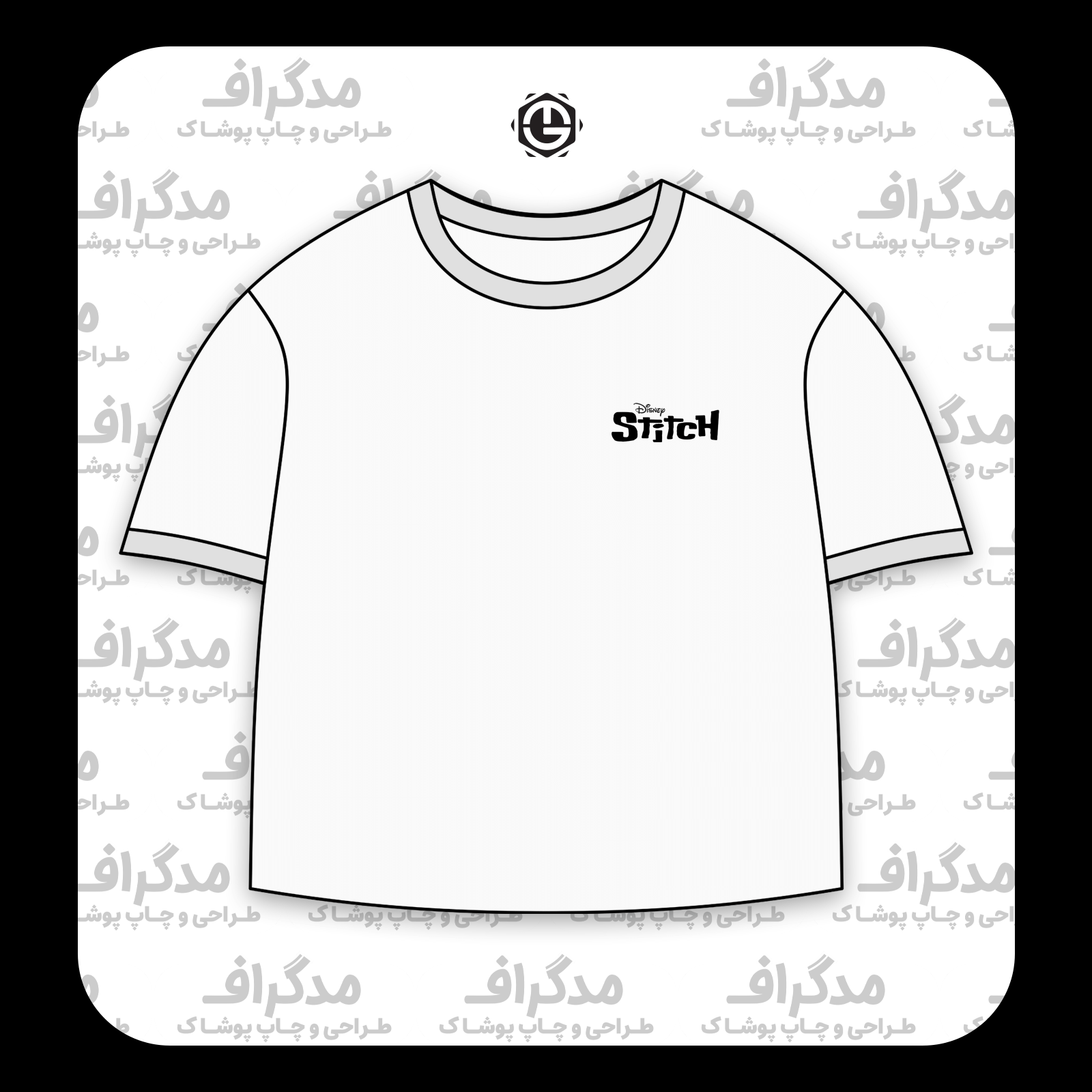 طرح سیلک Disney Stitch مناسب چاپ روی گوشه سینه تیشرت