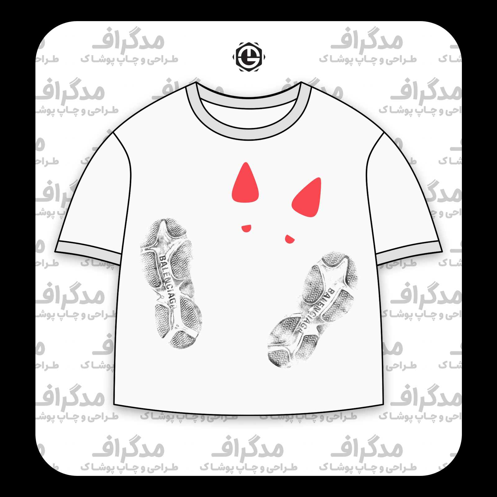 طرح سیلک ردپای Balenciaga مناسب چاپ روی پیش تیشرت