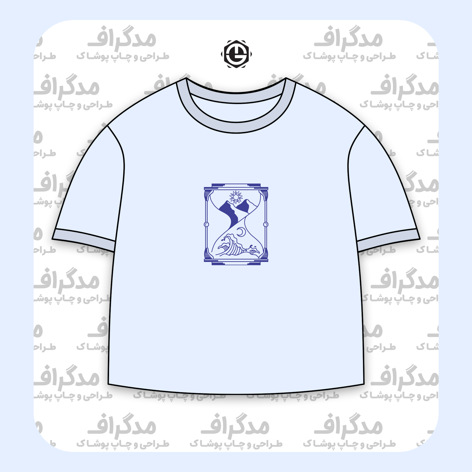 طرح سیلک ساعت شنی روز و شب مناسب چاپ روی پیش تیشرت