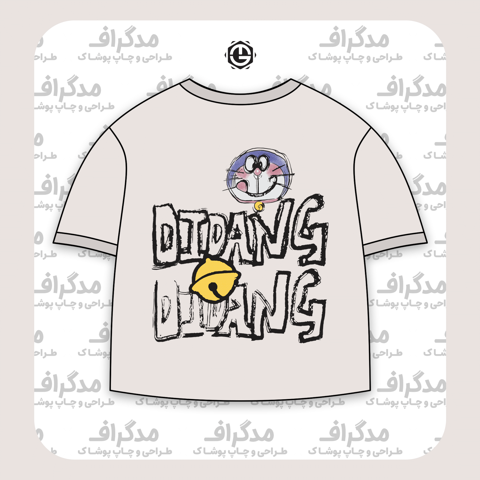 طرح سیلک Doraemon استایل مداد شمعی مناسب چاپ روی پشت تیشرت