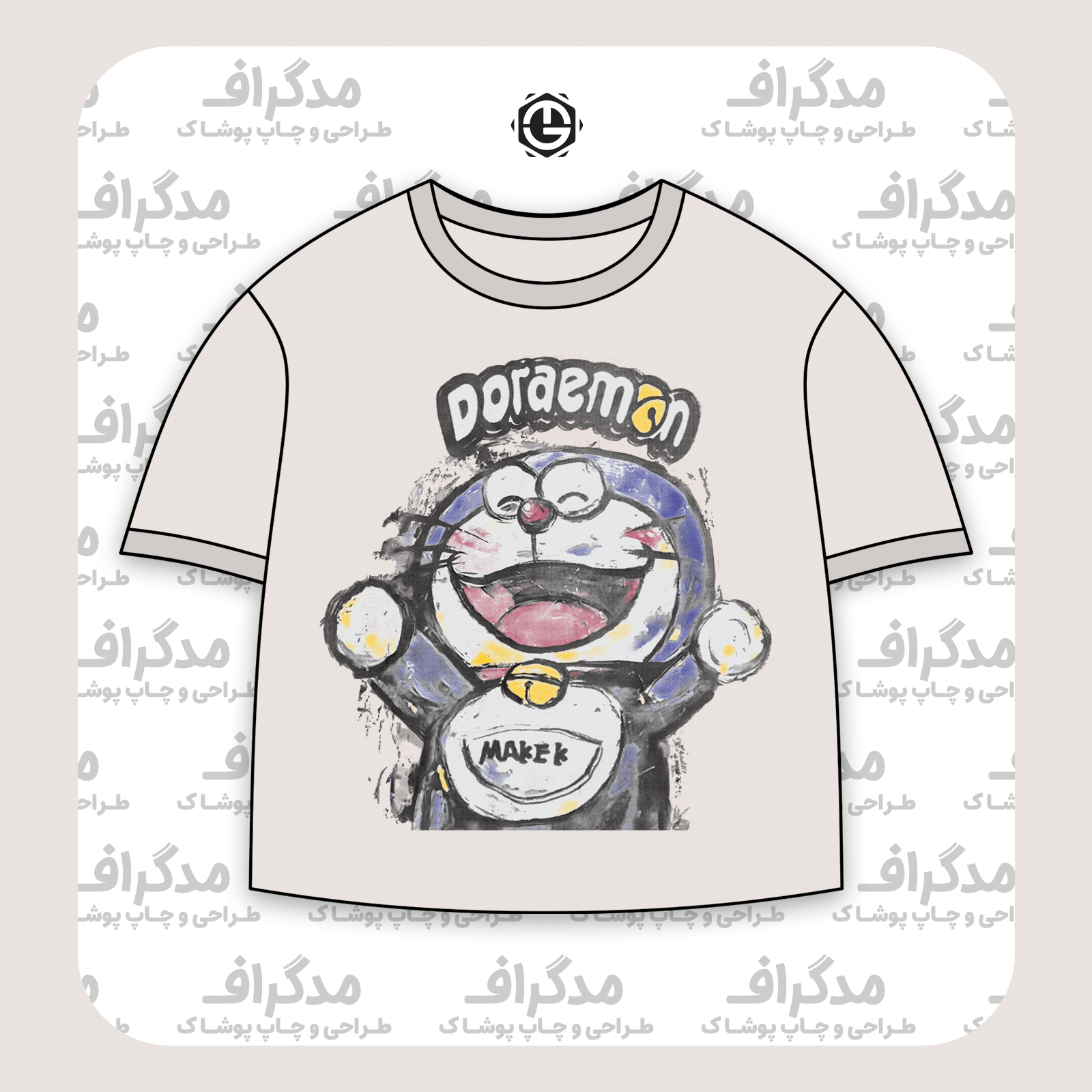 طرح سیلک Doraemon استایل مداد شمعی مناسب چاپ روی پیش تیشرت