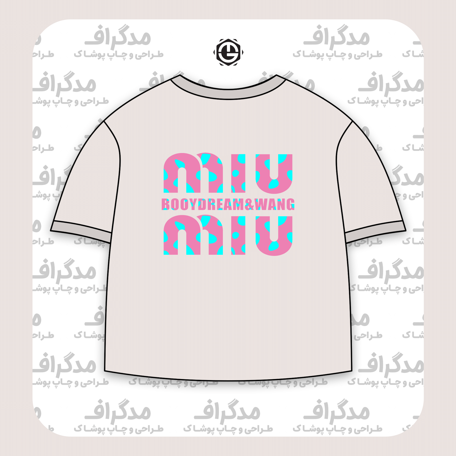 طرح سیلک خال خالی MiuMiu مناسب چاپ روی پشت تیشرت