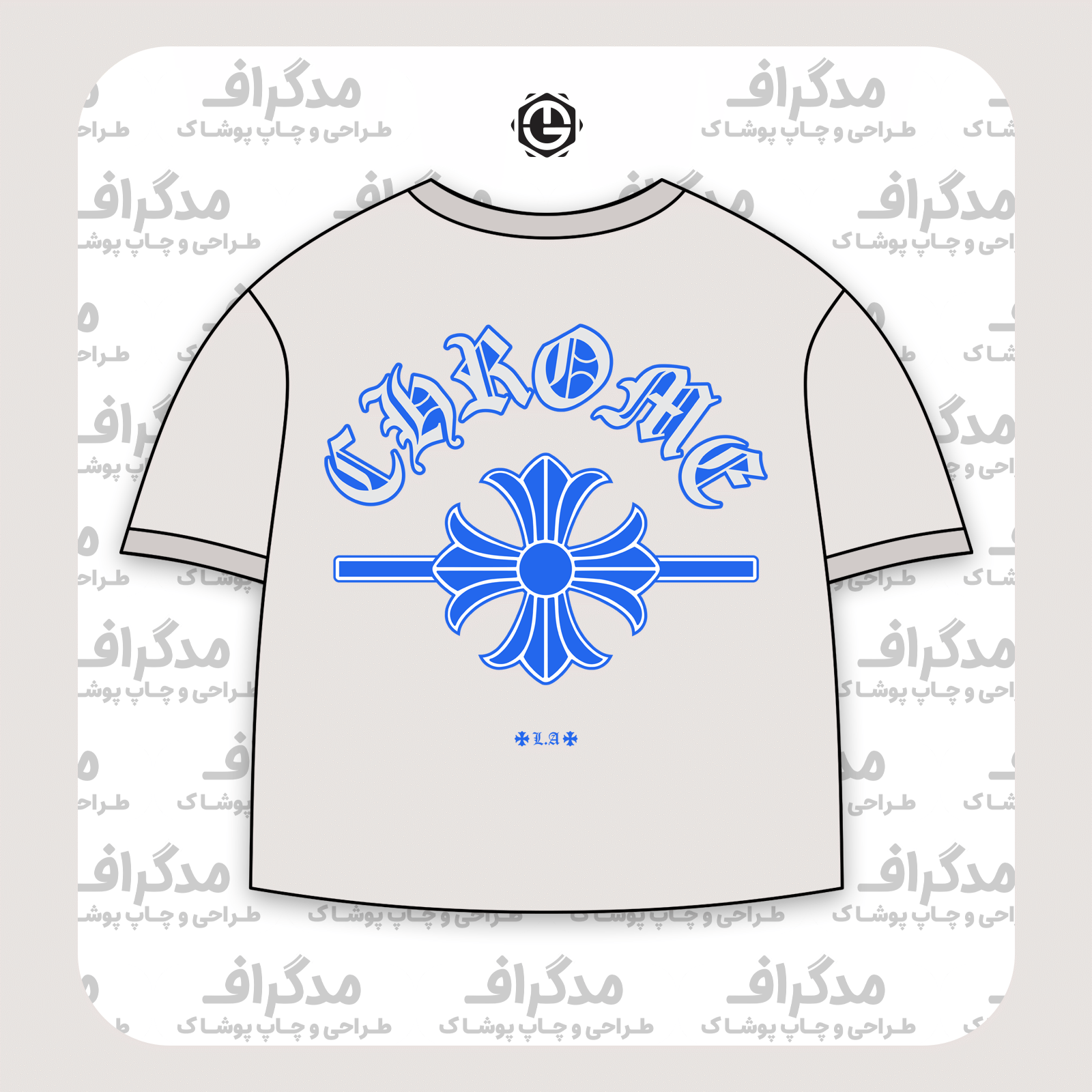 طرح سیلک Chrome Hearts مناسب چاپ روی پشت تیشرت