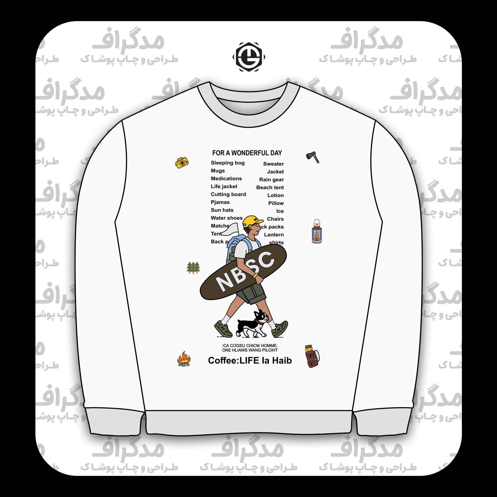 طرح سیلک موج سوار NBSC مناسب چاپ روی پیش پوشاک