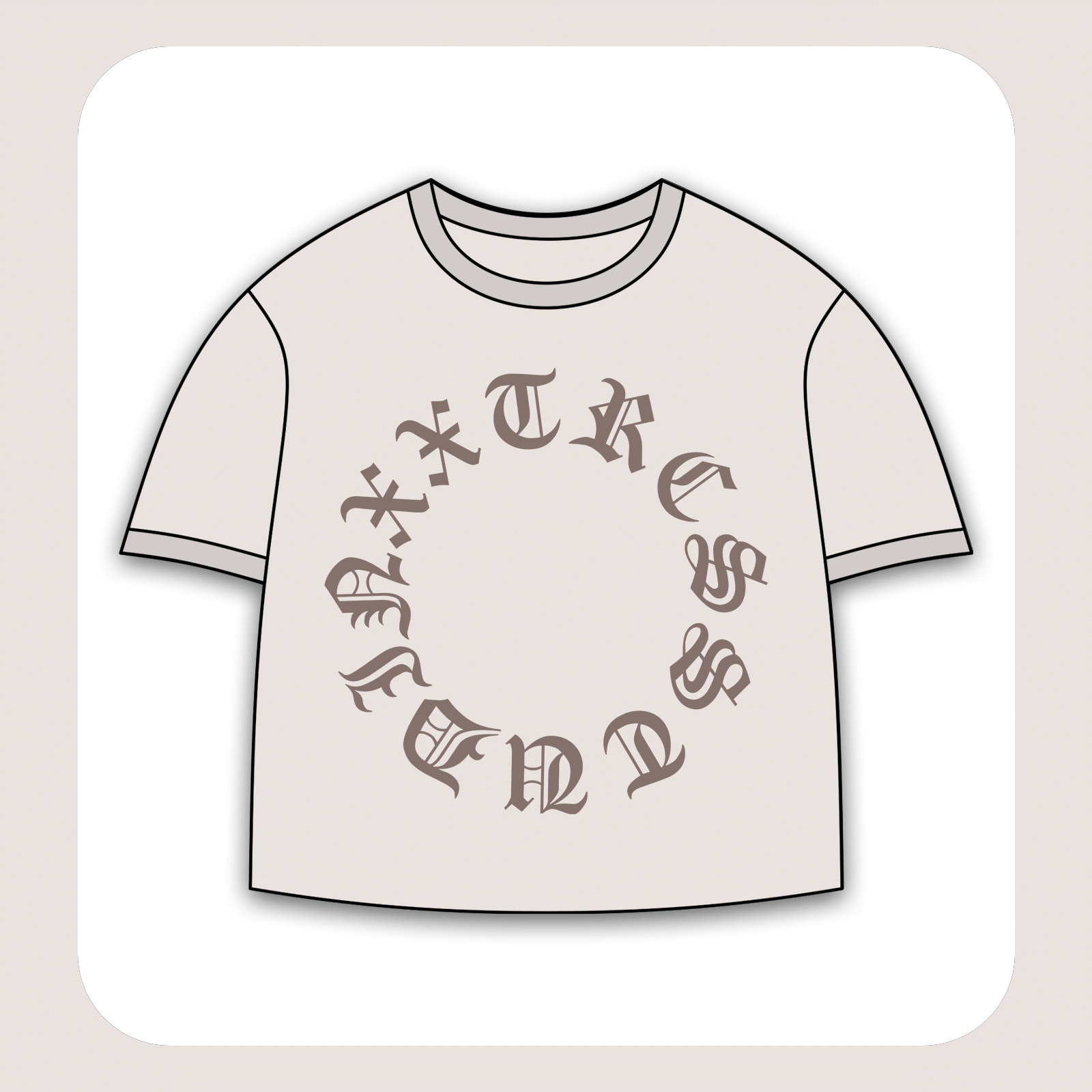 طرح سیلک تایپوگرافی فانتزی دایره‌ای مناسب چاپ روی پیش لباس