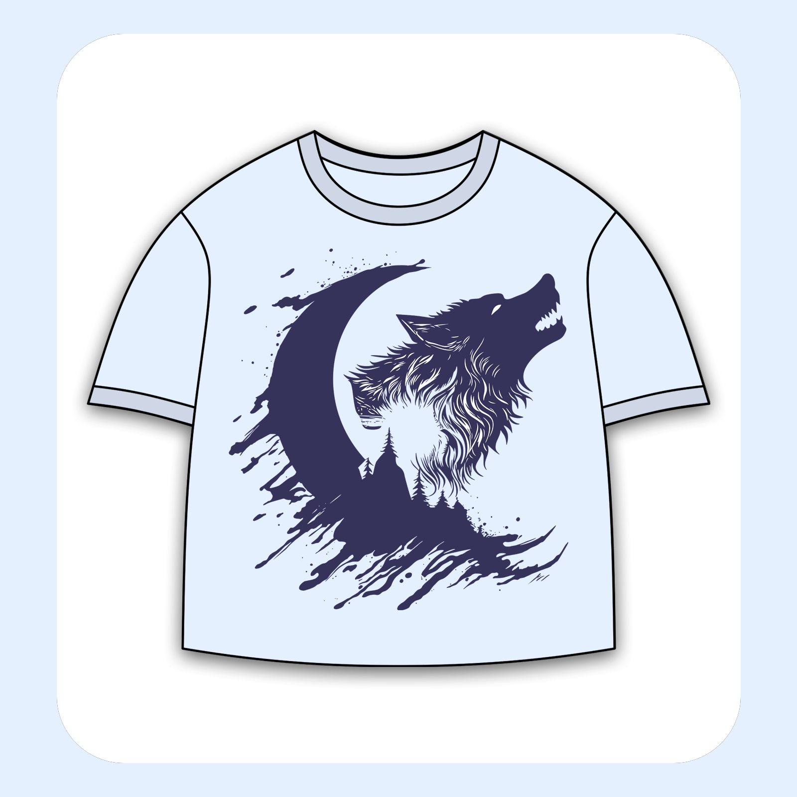 طرح سیلک گرگ و ماه مناسب چاپ روی پیش پوشاک