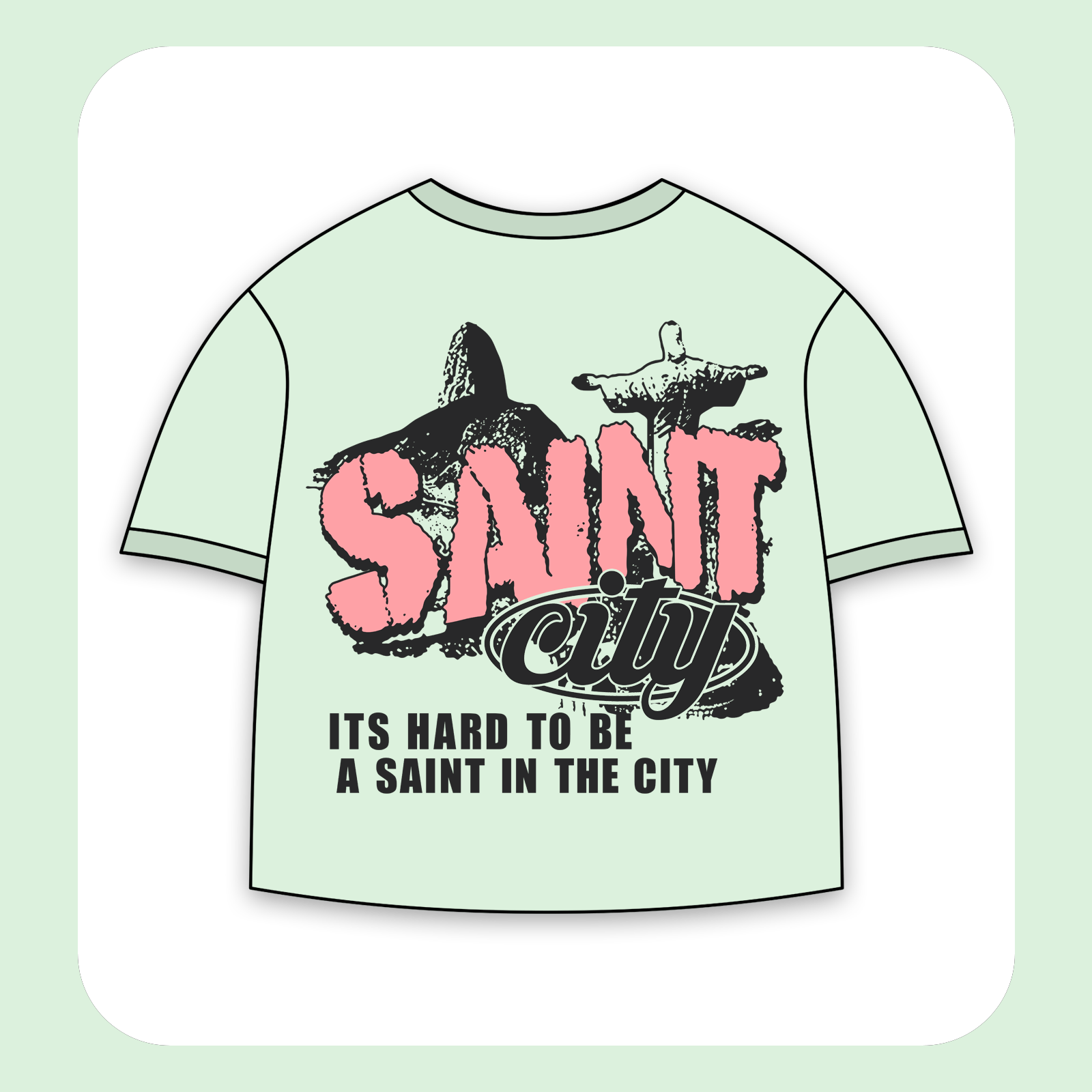 طرح سیلک Saint City مناسب چاپ روی پشت لباس