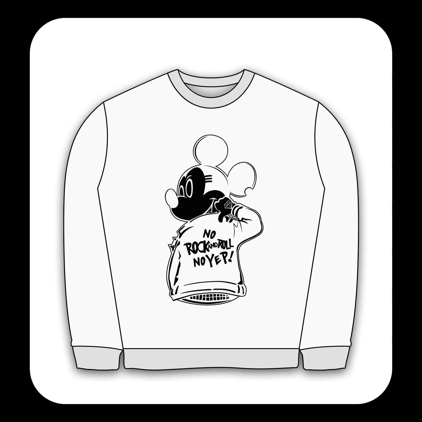 طرح سیلک میکی موس Rock-n-Roll مناسب چاپ روی پیش پوشاک سایز بزرگ