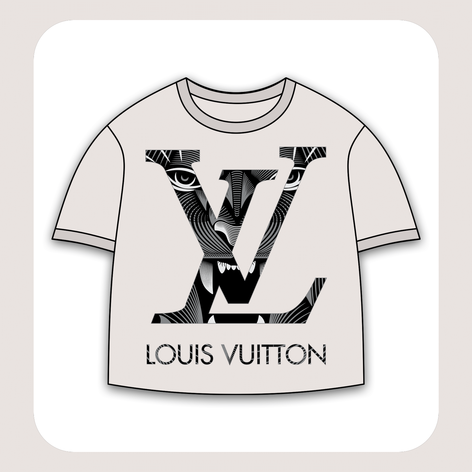 طرح سیلک شیر Louis Vuitton مناسب چاپ روی پیش تی‌شرت
