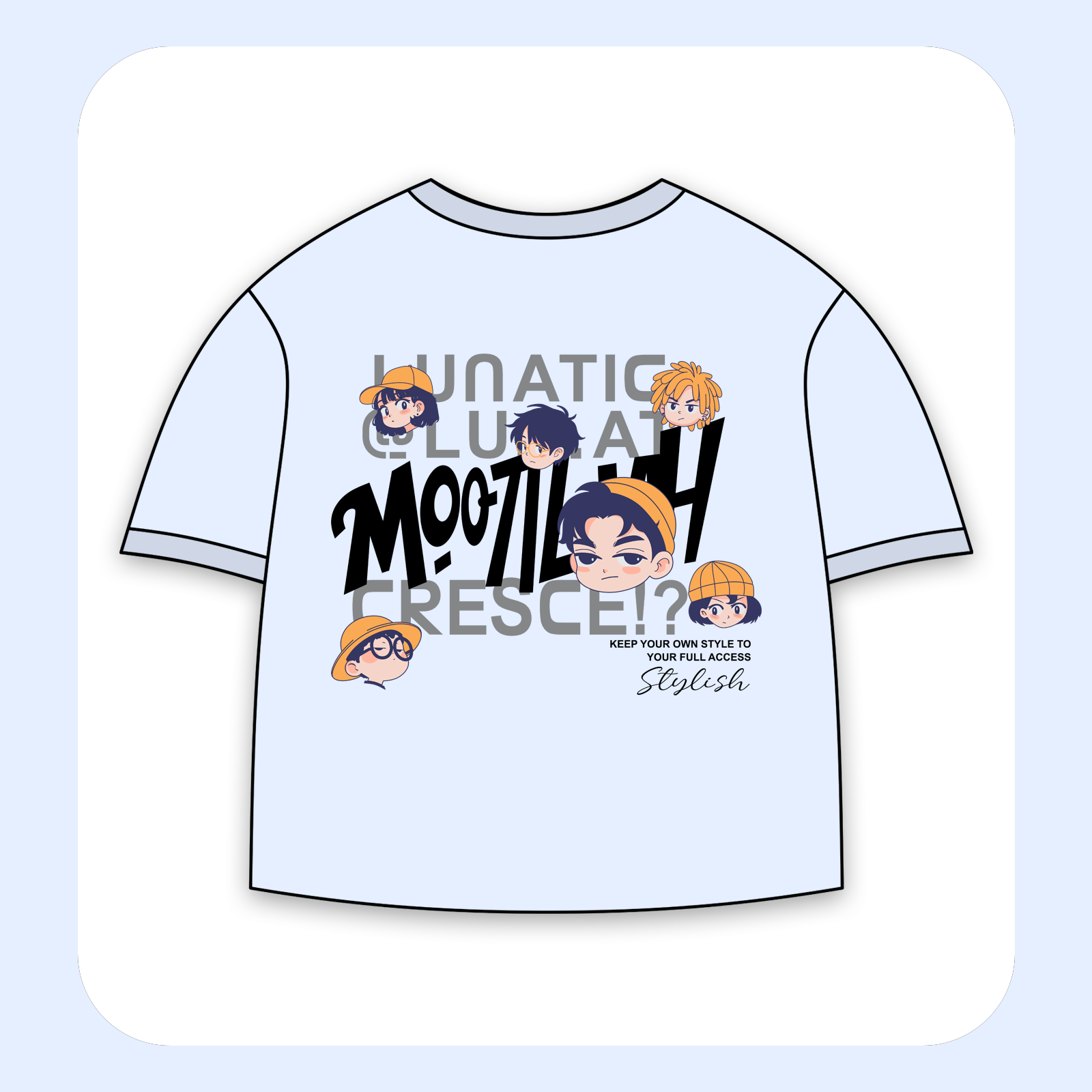 طرح سیلک Lunatic Club مناسب چاپ روی پشت پوشاک