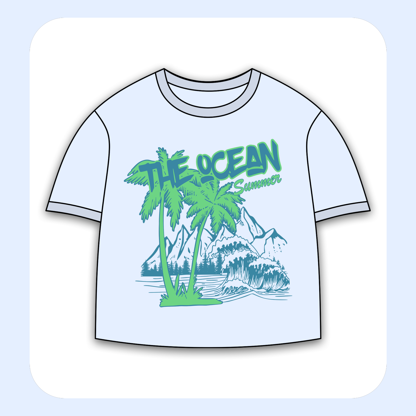 طرح سیلک Ocean Summer مناسب چاپ روی پیش تی‌شرت