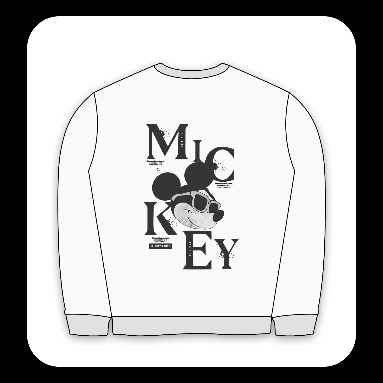 طرح سیلک رویای Mickey مناسب چاپ پشت پوشاک