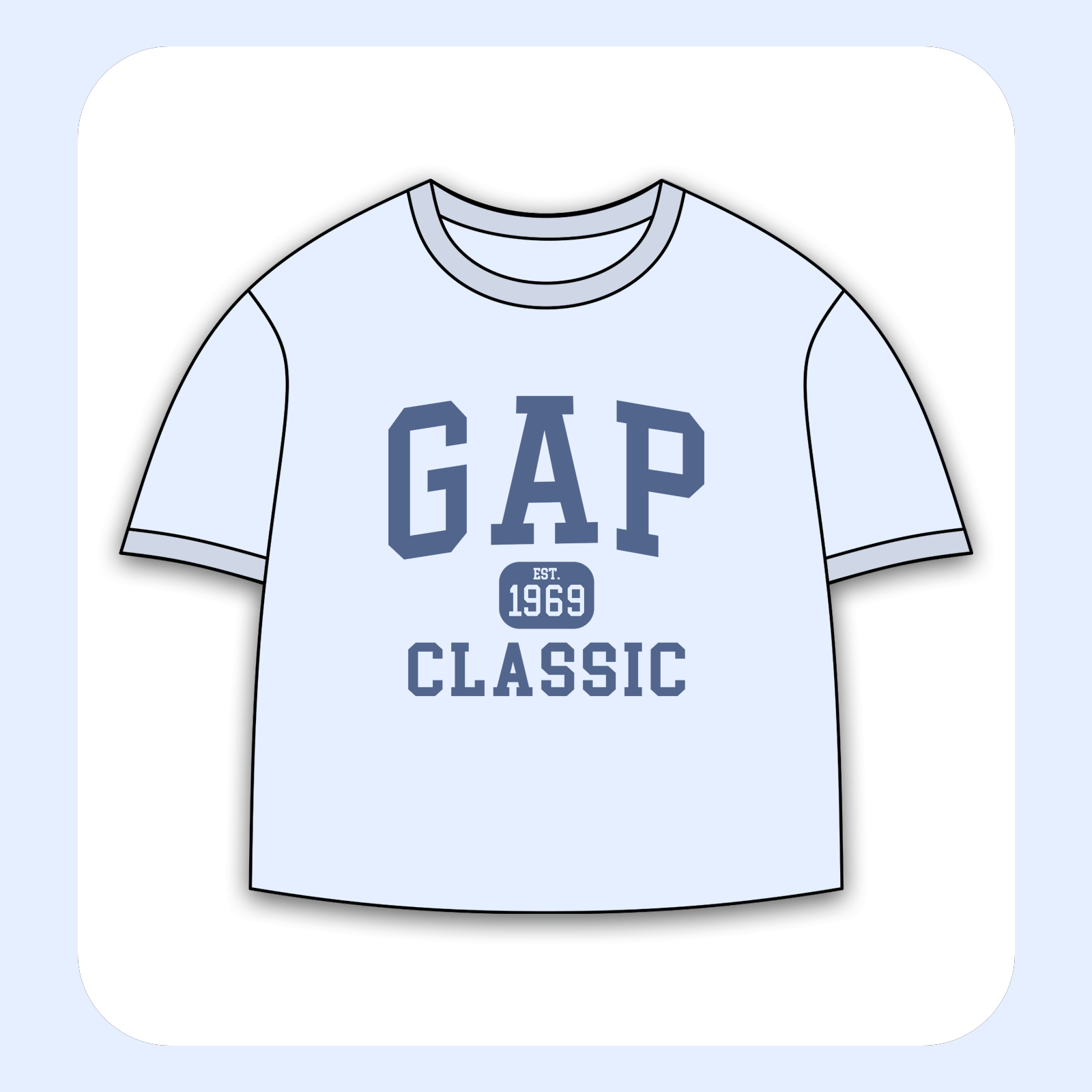 طرح سیلک GAP Classic مناسب چاپ روی پیش لباس